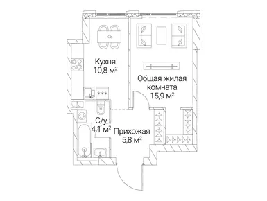 1-комнатная 36.60 кв.м, ЖК «Сезар Силика», 23 314 200 руб.