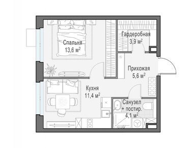 1-комнатная 38.20 кв.м, ЖК «Новое Медведково», 11 140 000 руб.