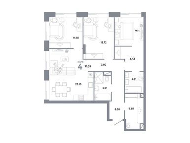 Планировки четырехкомнатные в ЖК Republic (Репаблик)