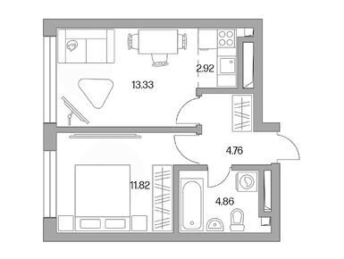 Планировки двухкомнатные в ЖК «Тринити»