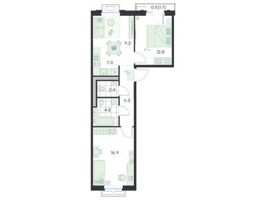 Планировки трехкомнатные в ЖК «G3 Театральный»