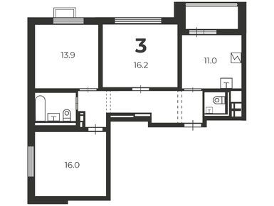 3-комнатная 74.00 кв.м, Жилой дом «Боровский пр-д, д. 1», 31 548 272 руб.