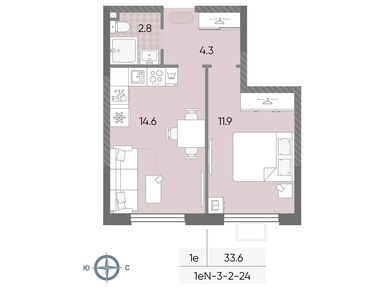 Планировки однокомнатные в ЖК «Лучи»