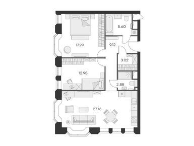 2-комнатные 78.72 кв.м, Клубный дом GloraX Premium Белорусская (Глоракс Премиум Белорусская), 43 519 999 руб.