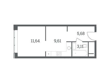1-комнатная 30.04 кв.м, Жилой квартал HEADLINER (Хедлайнер), 19 015 280 руб.