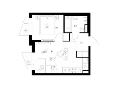 1-комнатная 32.70 кв.м, Онежский вал, 16 820 880 руб.