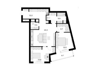 Планировки трехкомнатные в ЖК River Нouse (Ривер Хаус)