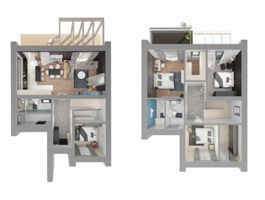 Планировки четырехкомнатные в Коттеджный поселок «Рождествено»