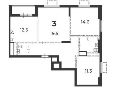Планировки трехкомнатные в Жилой дом «Никитинская ул., д. 21, к. 3»