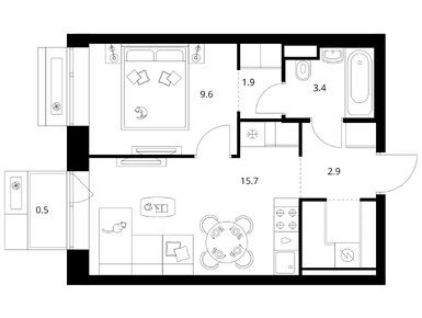 Планировки однокомнатные в Амурский парк