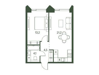 1-комнатная 43.00 кв.м, ЖК «МОМЕНТС», 25 718 644 руб.