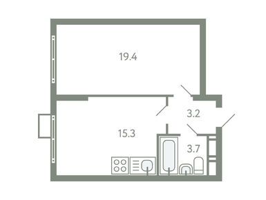 1-комнатная 40.60 кв.м, ЖК «Ново-Молоково», 7 716 000 руб.