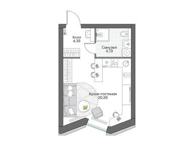 Студия 29.38 кв.м, Insider (Инсайдер), 16 833 800 руб.