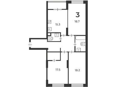 Планировки трехкомнатные в Жилой дом «Клинская ул., д. 2А, к. 7»