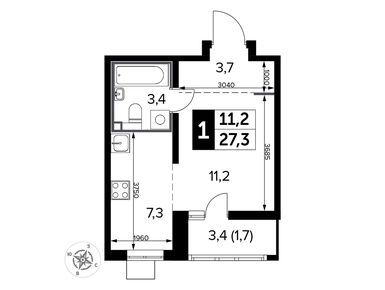 Планировки студии в ЖК «1-й Лермонтовский»