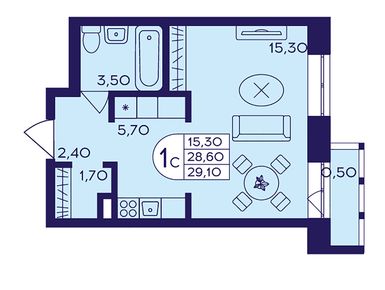 Студия 29.10 кв.м, ЖК «Героев», 6 453 216 руб.