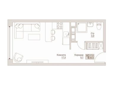 Студия 26.50 кв.м, «Влюберцы» (СЗ САС), 6 174 500 руб.
