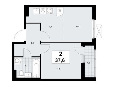 Планировки двухкомнатные в ЖК «Дзен-кварталы»