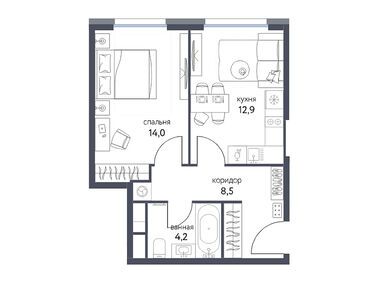 1-комнатная 39.60 кв.м, ЖК «Сиреневый парк», 17 873 490 руб.