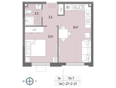 Планировки однокомнатные в ЖК «Лучи»