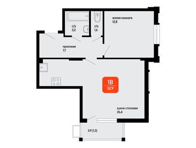 1-комнатная 52.90 кв.м, Жилой квартал «Подлипки-Город», 7 353 100 руб.