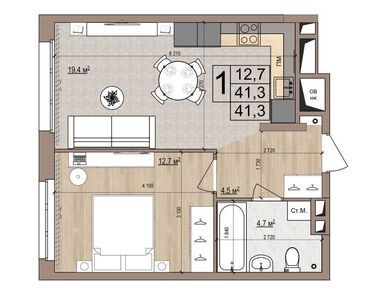 Планировки однокомнатные в ЖК «Гранд Комфорт»