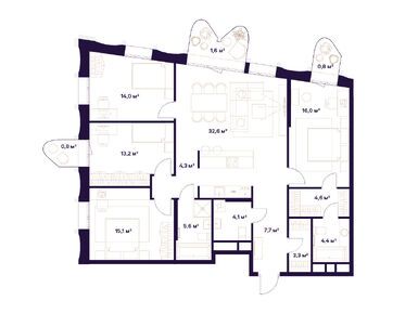 Планировки четырехкомнатные в Квартал здоровой жизни «СОЮЗ»