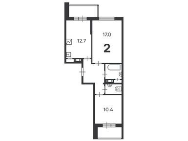2-комнатная 53.60 кв.м, Жилой дом «Долгопрудная ал., д. 14, к. 1», 16 180 390 руб.