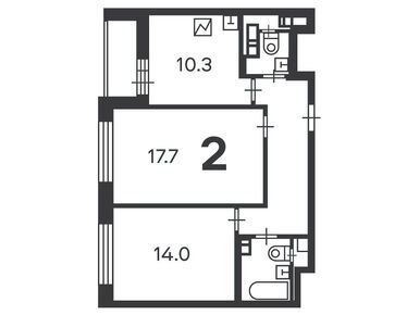 2-комнатная 56.40 кв.м, Жилой дом «16-я Парковая ул., д. 12», 19 986 986 руб.