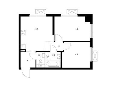 Планировки двухкомнатные в Большая Очаковская 2