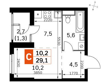 Студия 27.00 кв.м, ЖК «Скай Гарден», 15 404 256 руб.