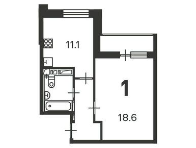 1-комнатная 39.40 кв.м, Жилой дом «Полярная ул., д. 3», 15 988 576 руб.