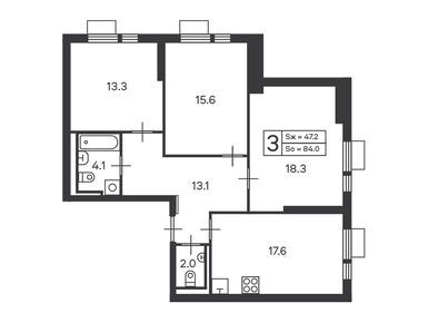 3-комнатная 84.00 кв.м, Жилой дом «Дмитровское ш., з/у 89 (стр. 1)», 44 088 867 руб.