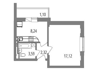 1-комнатная 32.37 кв.м, ЖК «Внуково Парк 2» (Зеленая Москва), 7 649 031 руб.