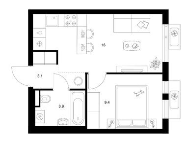 Планировки однокомнатные в Ярославский квартал