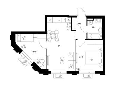 Планировки двухкомнатные в Белая Дача парк
