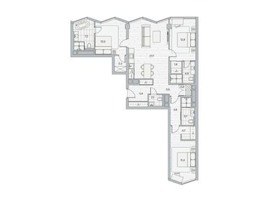 Планировки трехкомнатные в ЖК «Береговой-2»