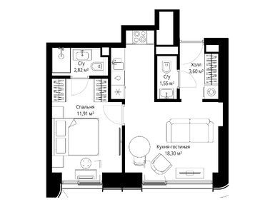 Планировки однокомнатные в ЖК City Bay (Сити Бэй)
