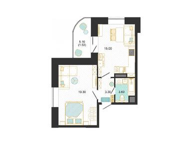 Планировки двухкомнатные в ЖК «Оптима»