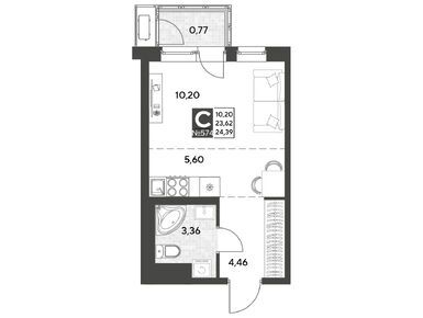 Студия 24.39 кв.м, ЖК «Космопарк», 4 524 345 руб.