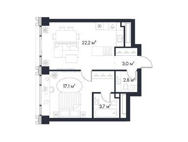 1-комнатная 48.80 кв.м, ЖК «Первый Нагатинский», 27 207 757 руб.