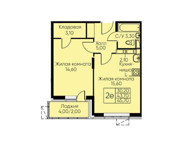 Планировки двухкомнатные в ЖК «Кашинцево»