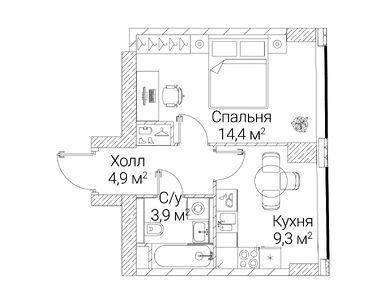 1-комнатная 32.50 кв.м, ЖК «Сезар Будущее», 25 597 000 руб.