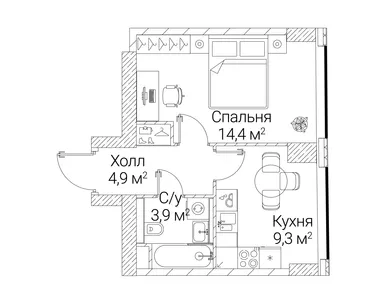 1-комнатная 32.50 кв.м, ЖК «Сезар Будущее», 25 597 000 руб.