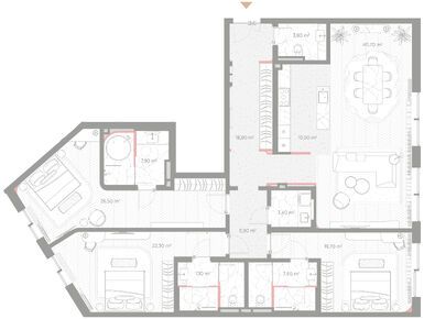 Планировки трехкомнатные в Клубный дом Nicole (Николь)