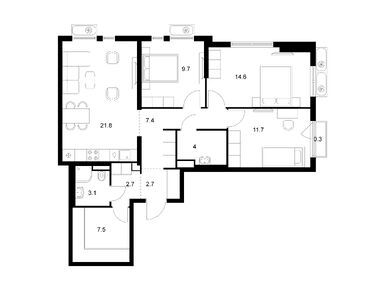 Планировки трехкомнатные в Яуза парк