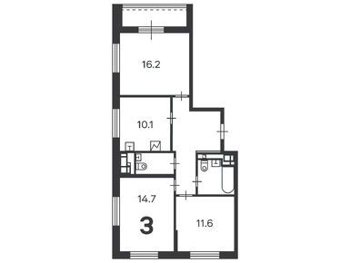 Планировки трехкомнатные в Жилой дом «Дмитровское ш., д. 55А»