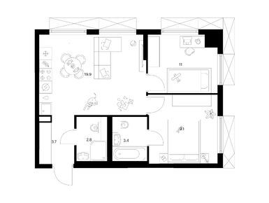 Планировки двухкомнатные в Плеханова 11 