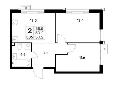 Планировки двухкомнатные в ЖК «Куркино»