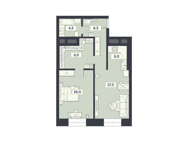 Планировки двухкомнатные в ЖК «Лайм»